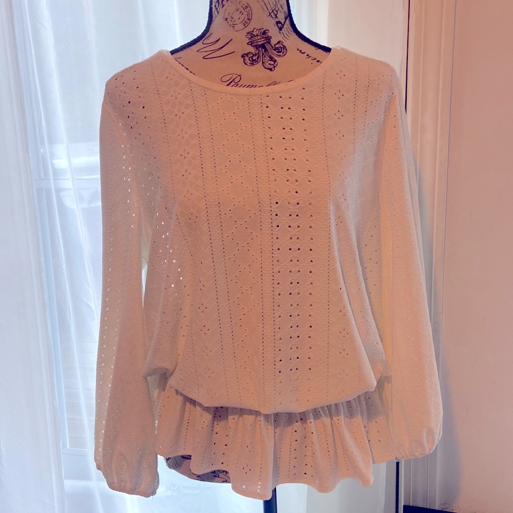 White lace patterned shirt